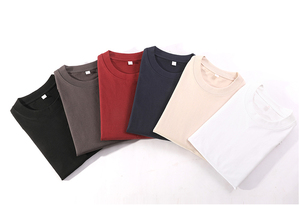 Caliente Unisex Casual 100% algodón 300gsm peso pesado de gran tamaño cuello redondo Camiseta Anti-Pilling transpirable camiseta sólida para hombres - Product Image 3