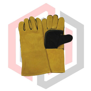 Reinforced Leather Welding <b>Gloves</b>-Industrial Safety Firefighting <b>Gloves</b> Silicone-free & Powder-free 14-inch <b>Knit</b> Wrist Durable - Product Image 1