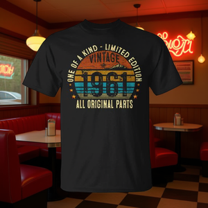 T-shirt vintage del 1961, 65 anni, festa del 65° compleanno, t-shirt promozionale in stile retrò - Product Image 3