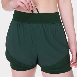 Short de course deux-en-un à séchage rapide pour femmes tissu anti-transpiration d'été avec poche pour téléphone Design respirant - Product Image 4