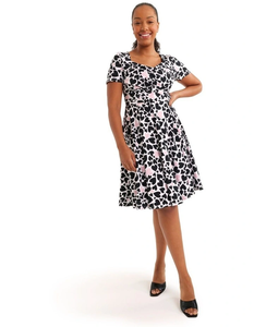 SRJ EXPORTS Women's Summer Soft Jersey Fabric <b>Pink</b> Heart Print Faux <b>Wrap</b> Front Flippy Skirt A-Line Sleeveless Mini Dress - Product Image 3
