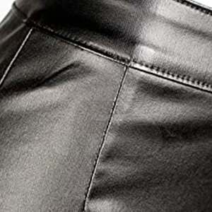Jupe élégante d'été en cuir enduit de PU pour femmes, jupe en cuir sur mesure - Product Image 4