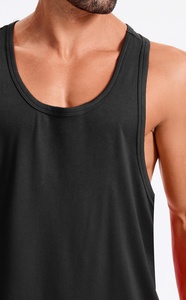 Camiseta sin mangas de algodón con tirantes para hombre, chaleco de gimnasio con corte muscular en la espalda y sin mangas, respetuoso con el medio ambiente, entrenamiento de secado rápido, dobladillo curvo para Fitness - Product Image 6