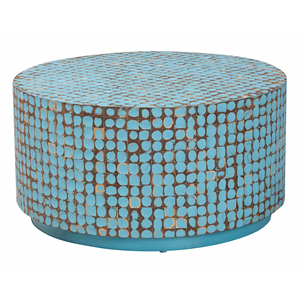Mosaico de coco de fábrica de alta calidad de mesa auxiliar de madera real blanca de estilo bohemio hecho a mano en Vietnam - Product Image 1