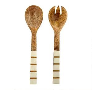 Handmade Unique Kitchenwar <b>Wooden</b> Salad Tools Set of 2 Wood <b>Utensils</b> and Spoons for Serving Salads - Product Image 2