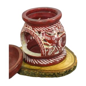 Diffuseur d'huile aromatique en stéatite sculptée à la main exquise Brûleur d'huile de parfum naturel avec utilisation de forme ronde pour l'article de cadeau de lampe à parfum - Product Image 1