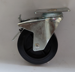 Roulettes industrielles robustes en caoutchouc élastique noir de 3 pouces, plaquées zinc, fixées ou pivotantes, pour chariot en fer, capacité 50-150 kg - Product Image 4