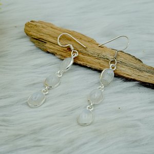Boucles d'oreilles vintage en argent sterling 925 certifié GIA clous fins en pierre de lune naturelle pour filles - Product Image 3