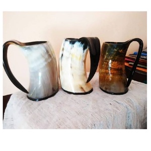 Par de 3 Vintage de alta calidad de cuerno de buey negro brillante pulido tazas jarra de agua única inspirada en la naturaleza duradera cuerno-Jarra jarra de cerveza - Product Image 1