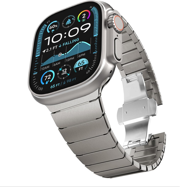Stainless Steel Band for Apple Watch Series 10 9 8 7 6 5 4 SE Ultra2 Link Bracelet Metal Strap with Folding Clasp for Men Women