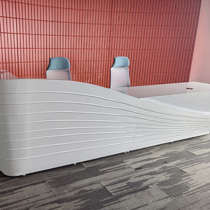 Scandi MDF <b>Reception</b> Desk Office Building Front <b>Counter</b> Hotel Gym Checkout Desk Mall Hospital Cashier <b>Counter</b> <b>Reception</b> Table F - Product Image 3