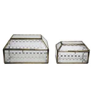 Modern Antique Metal & Glass Jeweller <b>Storage</b> Box Rectangular Shape Home Dressing Table Accessories - Product Image 1