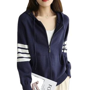 Sweat-shirts en tricot à rayures imprimées décontractés amples et respirants pour femmes, automne-hiver, style Y2K chic, 100% coton, imperméables, séchage rapide, devant uni - Product Image 5