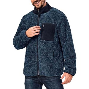 <b>Men's</b> Winter Coat Fleece Solid Color Pockets Fleece Zip up <b>Jacket</b> Factory Customized <b>Sherpa</b> Fleece <b>Jackets</b> for <b>Man</b> Winter <b>Jacket</b> - Product Image 1