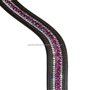 Decorative 3 Row Purple Crystals <b>Shining</b> Diamante Chain Empty Channel Wave Shape Leather Horse Brow Band in All Sizes & Colors - Product Image 5