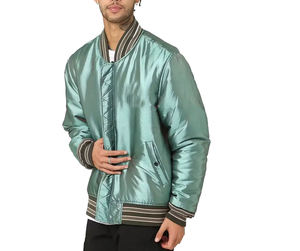 Veste bomber en satin, vestes universitaires, vestes de baseball universitaires, vente en gros OEM, vêtements pour hommes en vrac, broderie vierge, soie, baseball - Product Image 2