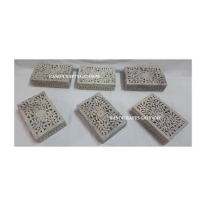 Handmade Soapstone Flower Carving Jewelry Box Rectangle Shape Best Export Quality Custom Design Available For Corporate Gift - Product Image 2
