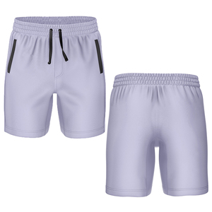 Pantalones Cortos Deportivos de Punto para Hombre, Color Morado Claro, Cintura Media, Cordón Ajustable, Secado Rápido, con Bolsillos Laterales, Estilo Atlético Informal - Product Image 1