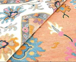 Đầy màu sắc hoa Thổ Nhĩ Kỳ Thảm Boho đào khu vực Thảm mềm Pastel oushak Thảm handmade len khu vực thảm - Product Image 3