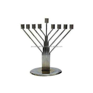 Stainless Steel <b>Pipe</b> Menorah Candle <b>Stand</b> With Shiny Polish Finishing Round Base Premium Quality For Home Decoration - Product Image 1