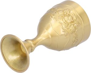 Copa de Vino de Latón Dorado Ecológica Moderna Hecha a Mano, Cáliz con Relieve de Rosa para Fiestas y Bares - Product Image 5