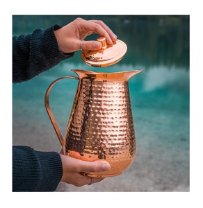 Classic Luxury Elegant Copper Jug Glass Set Metal Handle Eco-Friendly Custom Logo Option <b>Lid</b> Multipurpose Tea <b>Pots</b> Kettles High - Product Image 6