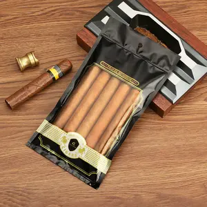 Custom Resealable Foil Plastic Cigar Wrap Bags Aluminium Cellulose Sachet Bag Pouch For Cigar