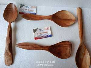 Ensemble de cuillères en bois de neem faites à la main de qualité supérieure 100% ustensiles de cuisine et vaisselle en bois Margosa naturel pour maisons et hôtels - Product Image 3