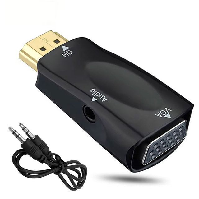 HDMI Male to VGA 15 Pin Female Adapter HD 1080P Audio Cable Converter With 3.5 Jack for PC HDTV Laptop Tablet