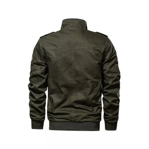 Blousons d'hiver coupe-vent en cuir pour hommes, style bomber, avec col montant en toile et motif gaufré - Product Image 2