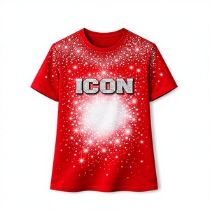 Camiseta Roja Oversize para Hombre, Estilo Veraniego con Pedrería, Algodón, Estilo Urbano, Casual, Holgada, con Logotipo Personalizado, Último Diseño - Product Image 1