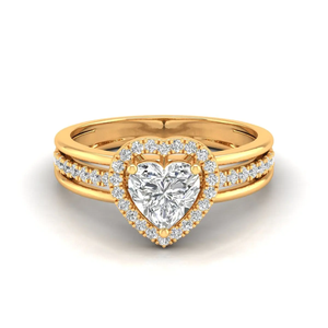 Bague de fiançailles en or 14 carats avec diamant de laboratoire en forme de cœur de 1,02 carat pour femmes, avec pierres latérales rondes, bijoux romantiques et radieux - Product Image 1