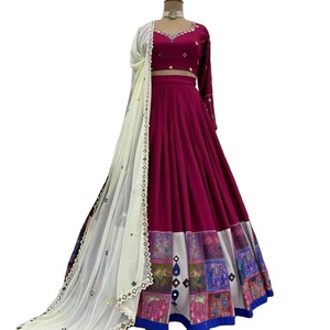 Dernier concepteur Pure Rayon imprimé miroir travail Lehenga Choli par FabZone - Product Image 1