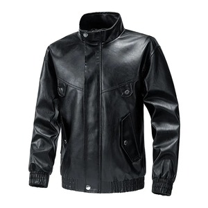 Tendance hommes moto Biker Bomber veste en cuir Vintage décontracté noir 100% peau de vache coupe-vent imperméable automne vêtements d'extérieur - Product Image 1