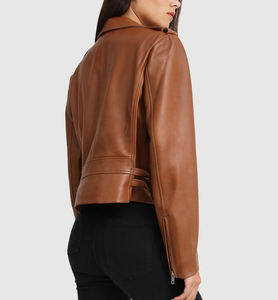 Chaqueta de Cuero Genuino de Oveja para Mujer al por Mayor, Chaqueta de Motocicleta de Lujo para Dama con Forro de Algodón Ecológico, a la Moda - Product Image 5