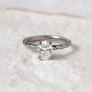 Anillo Solitario con Diamante Ovalado, Plata de Ley, Banda Trenzada, Joyería para Compromiso y Propuesta de Matrimonio, Envío Global - Product Image 2
