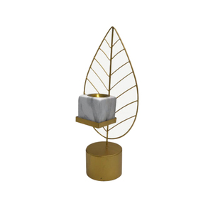 Wedding Or Birthday Party Decoration Candle Holder Eco Friendly Aluminium Metal Design <b>Leaf</b> Shape Candle Holder - Product Image 1