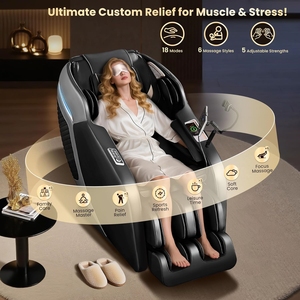Fauteuil de massage mécanique avec refroidissement lombaire, chaleur, double rouleaux pour les pieds, programmes de massage intelligents et haut-parleurs Bluetooth - Product Image 3
