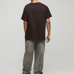 เสื้อยืดโอเวอร์ไซส์สำหรับผู้ชายเสื้อยืดโอเวอร์ไซส์ผ้าคอตตอน100% ไหล่ตกสไตล์สตรีท - Product Image 4