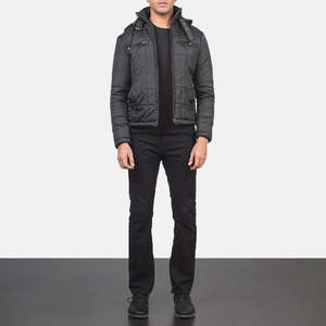 Veste coupe-vent matelassée noire à capuche Alps, style streetwear décontracté, avec tissu tissé de haute qualité, fermeture éclair réversible, tailles XS à 6XL - Product Image 3