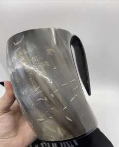 แก้วเซรามิกทรงแตรสำหรับดื่มทำมือแกะสลักแบบไวกิ้งทำเองแตรทำจากธรรมชาติขัดเงาสูงจากอินเดียสำหรับไวน์และเบียร์ - Product Image 3