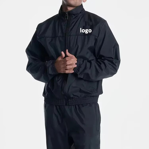 Chaqueta de chándal cortavientos personalizada de 2 piezas para hombre, conjunto de chándal holgado de poliéster deportivo de Color contrastante para hombre - Product Image 1