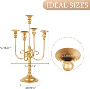 Candélabre en or antique pour décor à la maison Bougeoir à 5 lumières pour cheminée Élégant bougeoir vintage pour décor romantique - Product Image 4