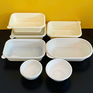 Cornstarch Disposable Food <b>Container</b> 3 4 5 Compartment Lunch Box with Lid Custom Printed <b>Takeaway</b> Packaging - Product Image 2