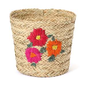 Cesta de lavandería de jacinto de agua hecha a mano hermosa al por mayor con asas cesta bordada hecha a mano para la oficina del hotel en casa - Product Image 5