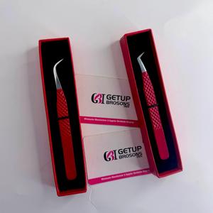 GETUP BROSONS IMPEX Russian Volume Eyelash Tweezers Stainless Steel Curved Silver Tip Anti-Magnetic Anti-Static Perfect Grip - Product Image 4