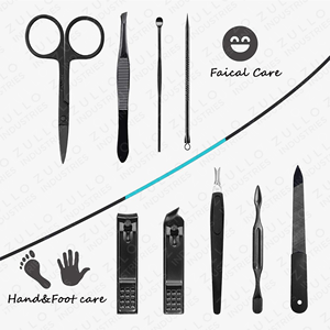 OEM Premium 9PCS Stainless Steel Nail Care Grooming Kit Manicure <b>Pedicure</b> <b>Set</b> Portable Travel Case Custom Logo - Product Image 3