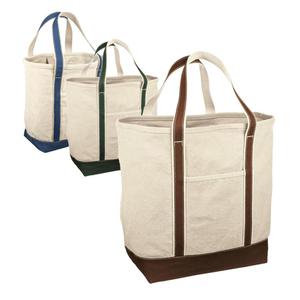 Solid Color <b>Large</b> Heavyweight <b>Canvas</b> Tote <b>Bags</b> with Open Closure Type - Product Image 1