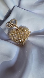 Cristal perlé porte-clés coeur, perlé à la main, cadeau, cristal perlé, perlé porte-clés, bijoux perlés, cadeaux pour elle - Product Image 4