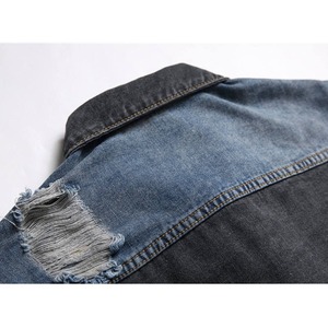 Veste en jean vieilli personnalisée OEM pour hommes veste en jean style streetwear vintage en strass avec broderie décolorée au soleil - Product Image 4